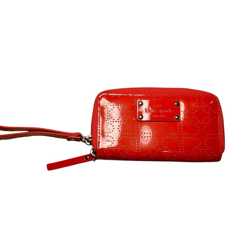 Red Kate Spade ♠️ Zip Around Wallet Wristlet